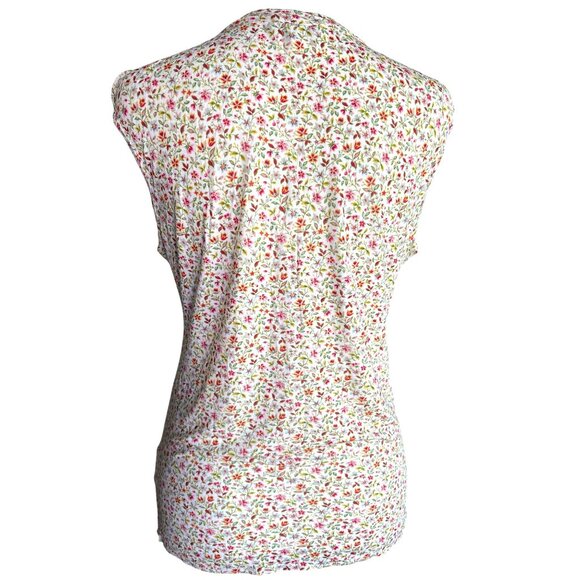 ETRO Milano Floral Print Sleeveless‎ Shirt Top Blouse Size 44 /10 Stretch Fitted - Picture 5 of 9